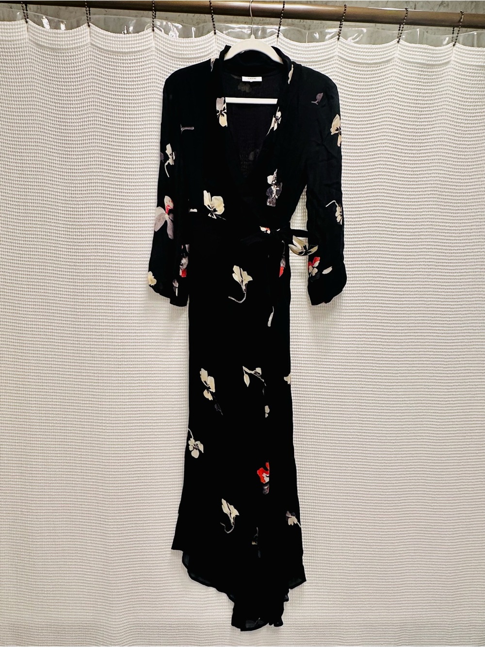 Ganni Black Floral Wrap Maxi Dress